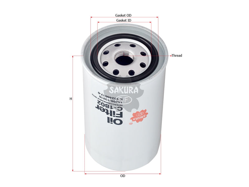 กรองน้ำมันเครื่อง(Spin-On) , SAKURA, 15208-13212, C-1802, NISSAN (125154)