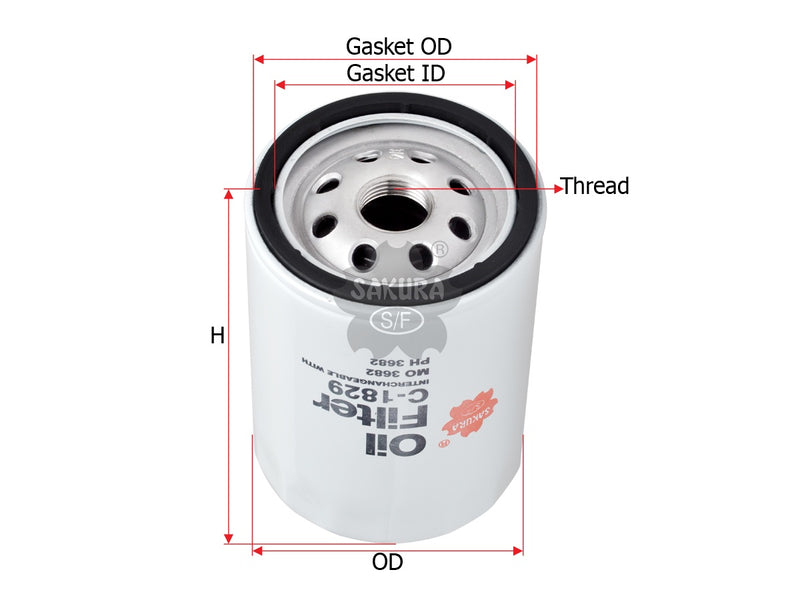 SAKURA,, Oil Filter (Spin-On), 15208-55Y00, C-1829, NISSAN