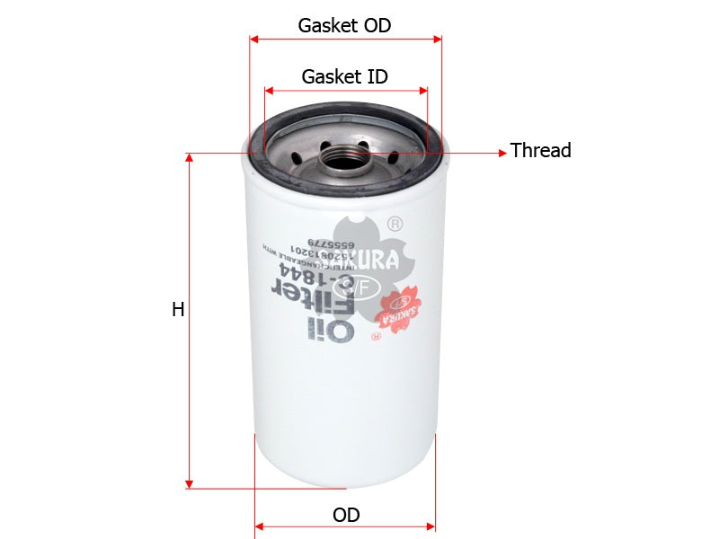 กรองน้ำมันเครื่อง(Spin-On) , SAKURA, 6555779, C-1844, ALASKA DIESEL (126985)