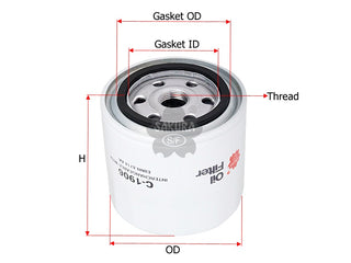 SAKURA,, Oil Filter (Spin-On), E8NN 6714 AA, C-1906, CATERPILLAR