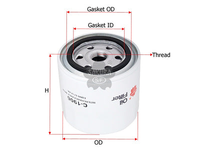 SAKURA,, Oil Filter (Spin-On), E8NN 6714 AA, C-1906, CATERPILLAR