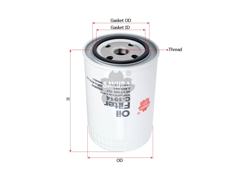 กรองน้ำมันเครื่อง(Spin-On), SAKURA, G-54306, C-1914, FORD (123668)