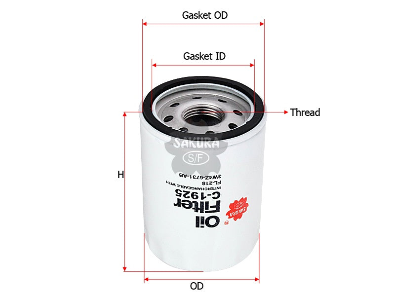 SAKURA,, Oil Filter (Spin-On), 3W4Z-6731-AB, C-1925, FORD