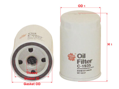 SAKURA,, Oil Filter (Spin-On), E1FZ6731A, C-1935, FORD