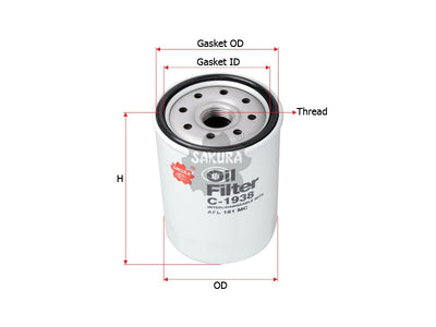 SAKURA,, Oil Filter (Spin-On), AFL 181 MC, C-1938, FORD