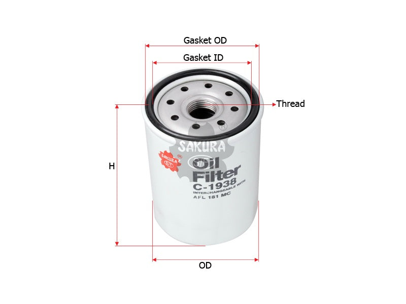 SAKURA,, Oil Filter (Spin-On), AFL 181 MC, C-1938, FORD