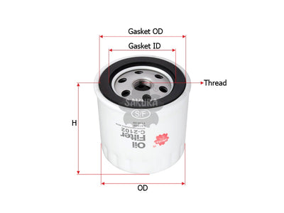 SAKURA,, Oil Filter (Spin-On), 1109-59, C-2102, PEUGEOT
