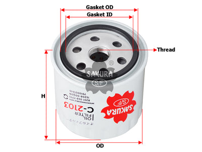 กรองน้ำมันเครื่อง(Spin-On) , SAKURA, 8201 059 7775, C-2103, CITROEN (125994)