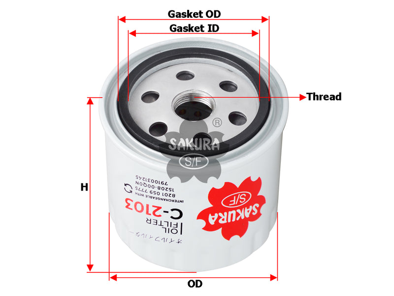SAKURA,, Oil Filter (Spin-On), 8201 059 7775, C-2103, CITROEN