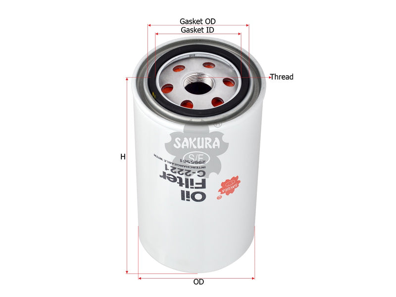 กรองน้ำมันเครื่อง(Spin-On) , SAKURA, 2995561, C-2221, IRISBUS (125996)