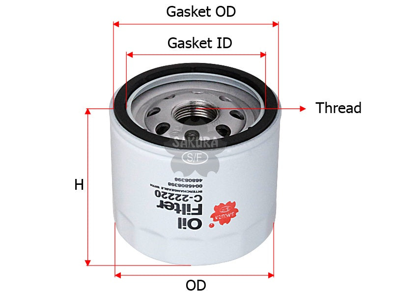 SAKURA,, Oil Filter (Spin-On), 1731840025, C-22220, NISSAN