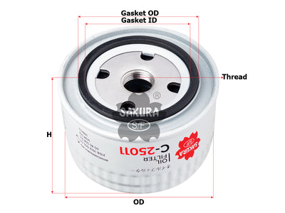 SAKURA,, Oil Filter (Spin-On), MLS 000-144 A, C-25011, DACIA
