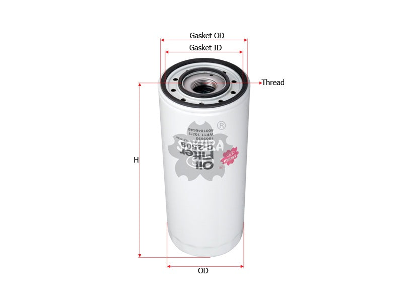 กรองน้ำมันเครื่อง(Spin-On) , SAKURA, 5 001 846 648, C-2509, IVECO (125793)