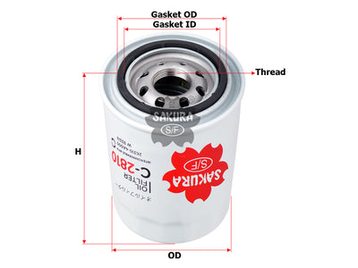 กรองน้ำมันเครื่อง(Spin-On) , SAKURA, 26310-4A010, C-2810, HYUNDAI (125830)