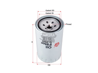 SAKURA,, Oil Filter (Spin-On), 0K800-23-802, C-2901, KIA
