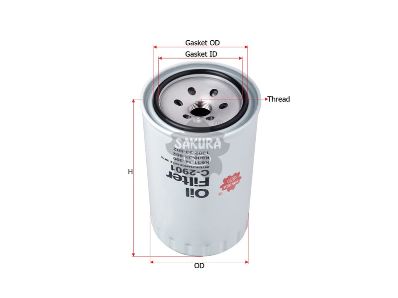 SAKURA,, Oil Filter (Spin-On), 0K800-23-802, C-2901, KIA