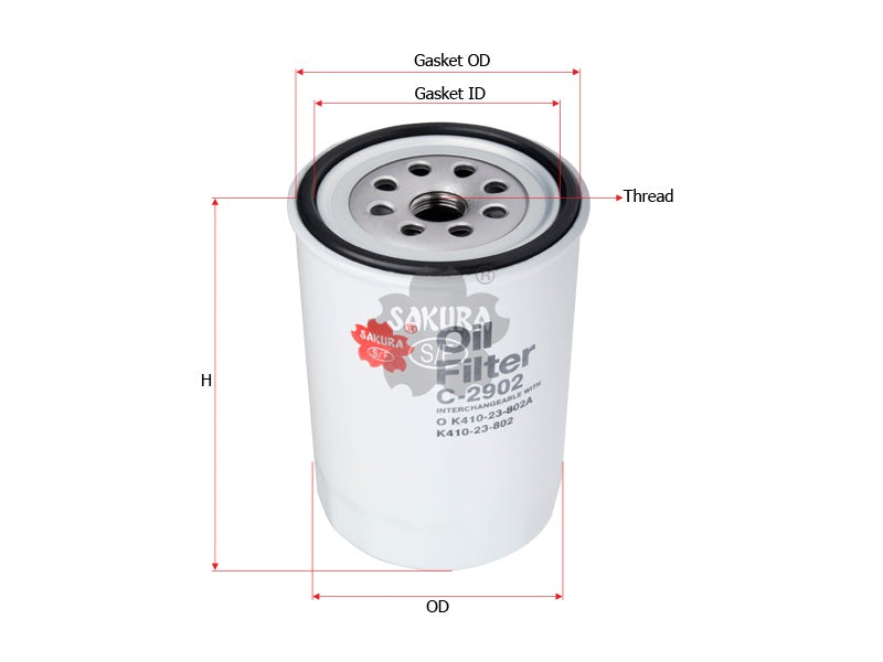 กรองน้ำมันเครื่อง(Spin-On) , SAKURA, 0K410-23-802A, C-2902, KIA (125812)