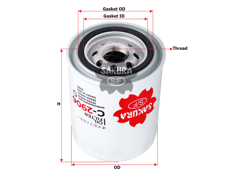 SAKURA,, Oil Filter (Spin-On), 26300-42060, C-2906, HYUNDAI