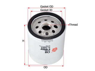 SAKURA,, Oil Filter (Spin-On), 491056, C-3001, TOYOTA