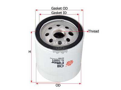 กรองน้ำมันเครื่อง(Spin-On) , SAKURA, 491056, C-3001, TOYOTA (123294)