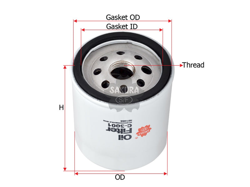 SAKURA,, Oil Filter (Spin-On), 491056, C-3001, TOYOTA