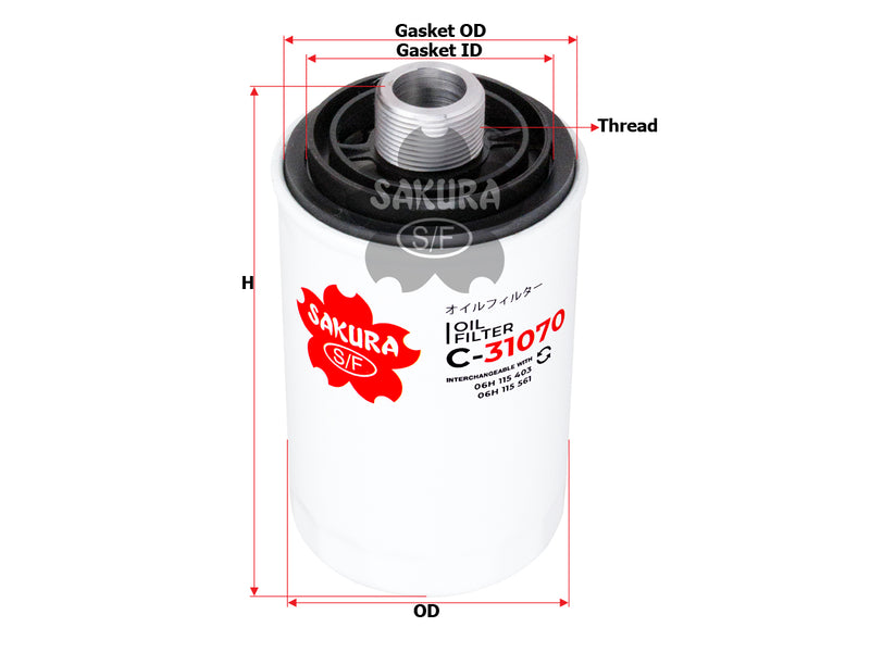 SAKURA,, Oil Filter (Spin-On), 06J 115 561 B, C-31070, AUDI