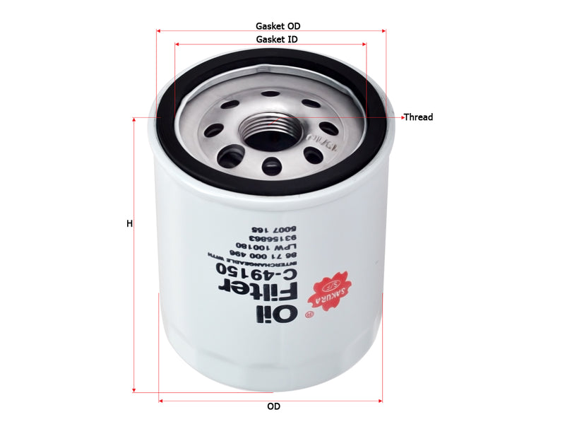 กรองน้ำมันเครื่อง(Spin-On) , SAKURA, 10276597, C-49150, LAND ROVER (123625)