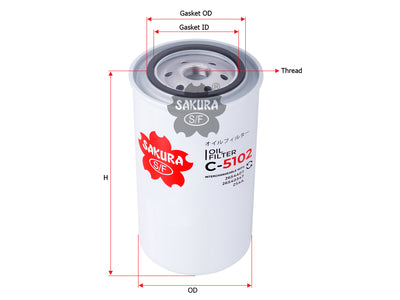 SAKURA,, Oil Filter (Spin-On), 7W-2326, C-5102, CATERPILLAR
