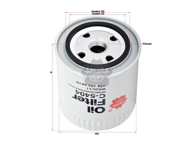 SAKURA,, Oil Filter (Spin-On), 078 115 561J, C-5404, AUDI