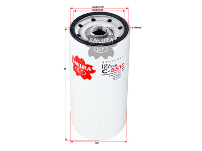 กรองน้ำมันเครื่อง(Spin-On) , SAKURA, 80749, C-5510, CATERPILLAR (123147)