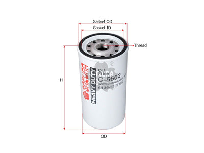 SAKURA,, Oil Filter (Spin-On), 6136-51-5120, C-5602, ALASKA DIESEL