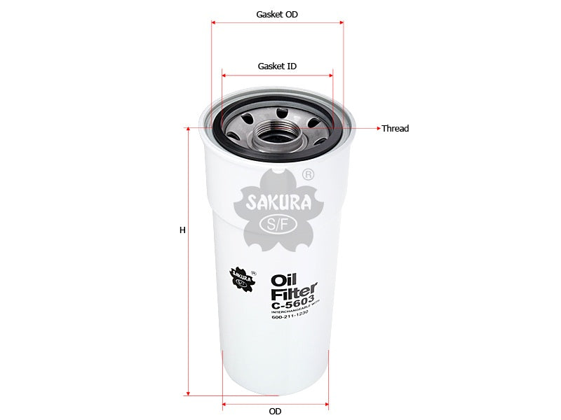 กรองน้ำมันเครื่อง(Spin-On) , SAKURA, 600-211-1230, C-5603, ALASKA DIESEL (126984)