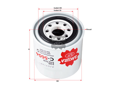 กรองน้ำมันเครื่อง(Spin-On) , SAKURA, 600-211-6241, C-5604, KOMATSU (123178)