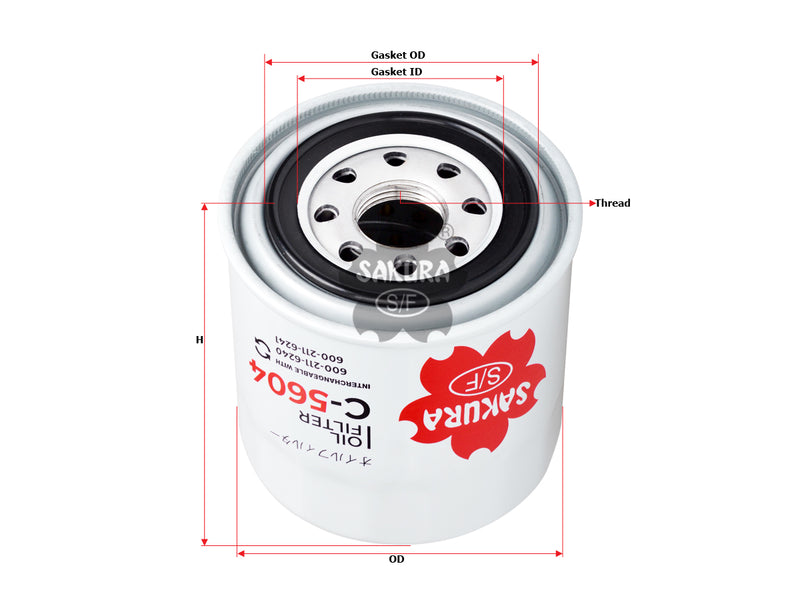 SAKURA,, Oil Filter (Spin-On), 600-211-6241, C-5604, KOMATSU