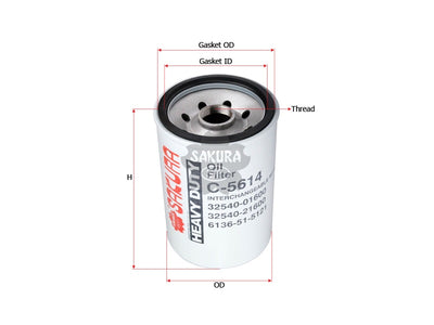 กรองน้ำมันเครื่อง(Spin-On), SAKURA, VA32G4001100J1M, C-5614, DRESSER (123191)