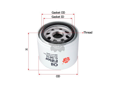 SAKURA,, Oil Filter (Spin-On), 600-211-6242, C-5615, KOMATSU