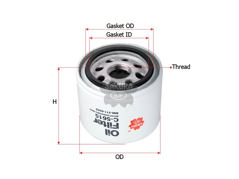 SAKURA,, Oil Filter (Spin-On), 600-211-6242, C-5615, KOMATSU