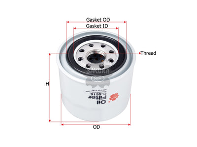 SAKURA,, Oil Filter (Spin-On), 600-211-6242, C-5616, KOMATSU