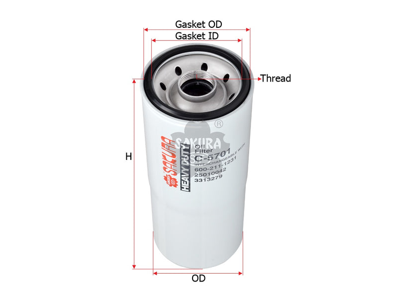 กรองน้ำมันเครื่อง(Spin-On) , SAKURA, 3310169, C-5701, CUMMINS (123110)