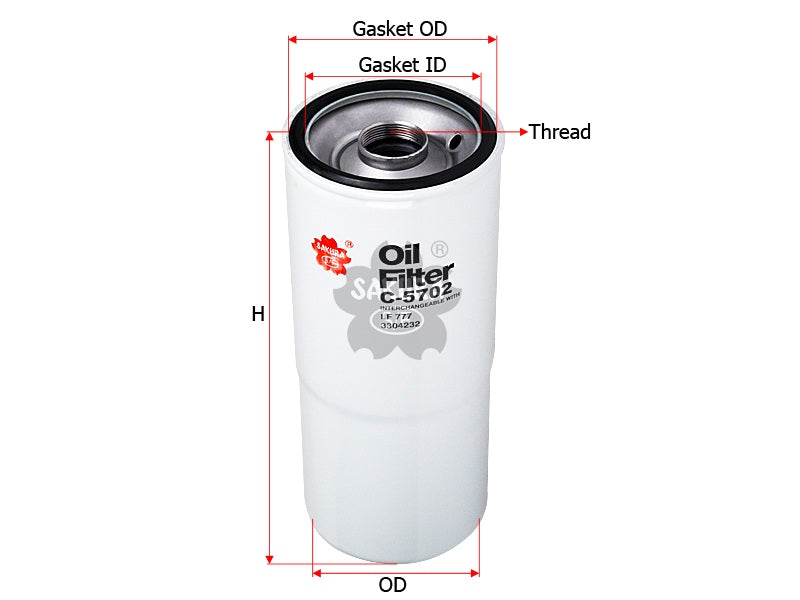Oil Filter (Spin-On), SAKURA, 600-212-1511, C-5702, VOLVO BM (125544)