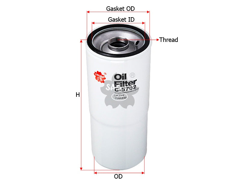 SAKURA,, Oil Filter (Spin-On), 600-212-1511, C-5702, VOLVO BM
