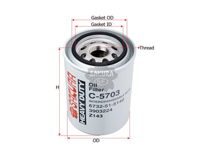SAKURA,, Oil Filter (Spin-On), 88835, C-5703, CATERPILLAR