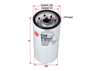 SAKURA,, Oil Filter (Spin-On), 25013192, C-5731, KOMATSU