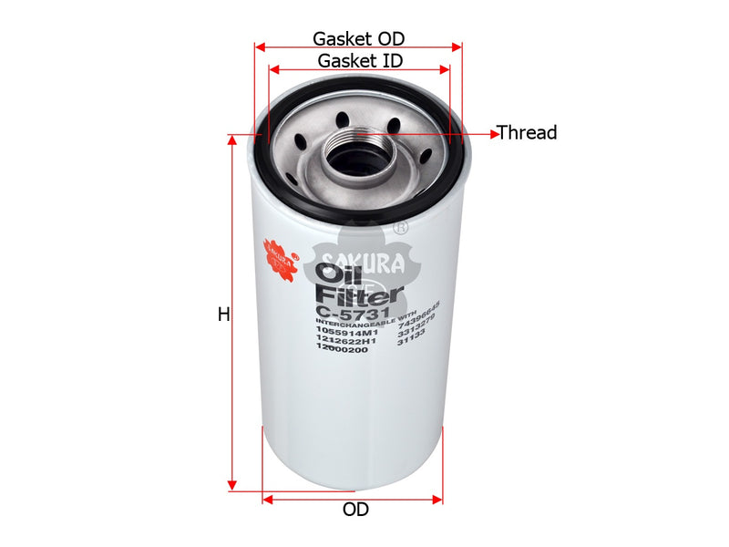 SAKURA,, Oil Filter (Spin-On), 25013192, C-5731, KOMATSU