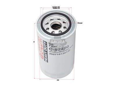 SAKURA,, Oil Filter (Spin-On), 252718130132, C-57420, CUMMINS