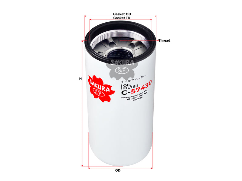 กรองน้ำมันเครื่อง(Spin-On) , SAKURA, 600-211-1340, C-57430, CASE (126583)