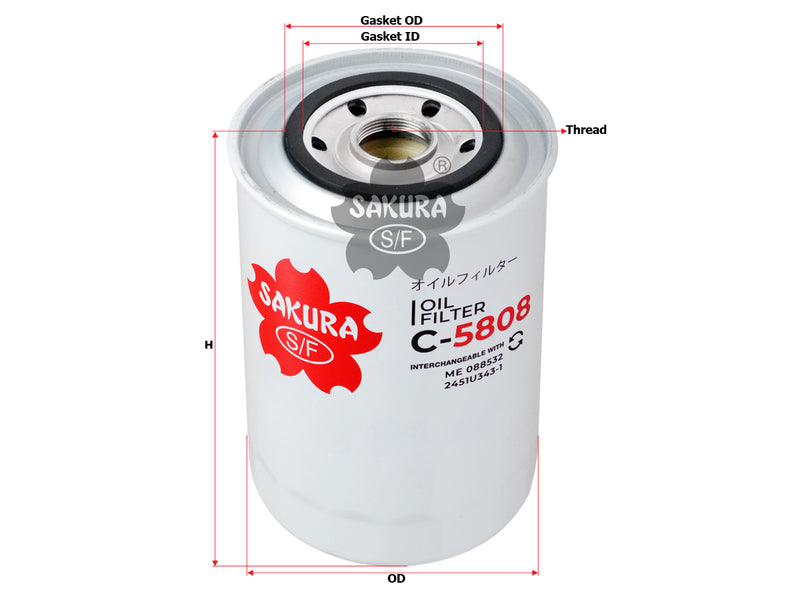 SAKURA Oil Filter (Spin-On) AY100-MT030 C-5808 Fits CANTER 4M50/T
