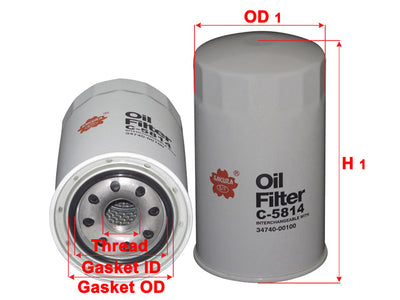 SAKURA,, Oil Filter (Spin-On), 34740-00100, C-5814, CASE