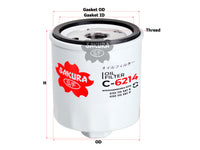 กรองน้ำมันเครื่อง(Spin-On), SAKURA, H90W17, C-6214, VOLKSWAGEN (123508)
