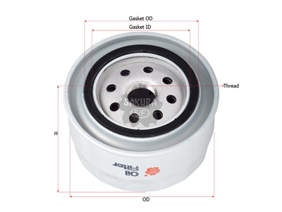 SAKURA,, Oil Filter (Spin-On), 75110620, C-6401, LISTER PETTER